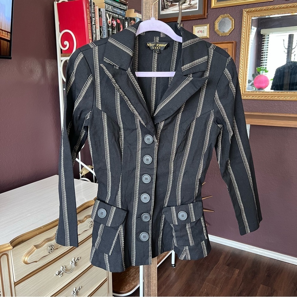 Vintage Betsey Johnson Luxe Striped Blazer Jacket Large
